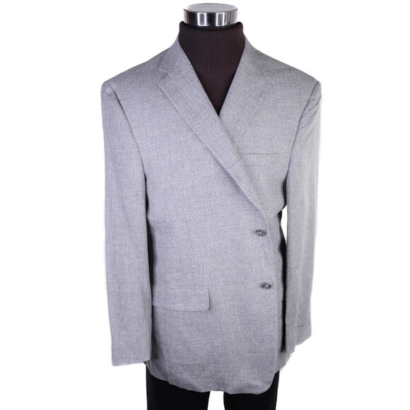 Jos. A. Bank Blazer Sport Coat Jacket Linen Wool 46R Crosshatch Gray 2-Button - Picture 2 of 15
